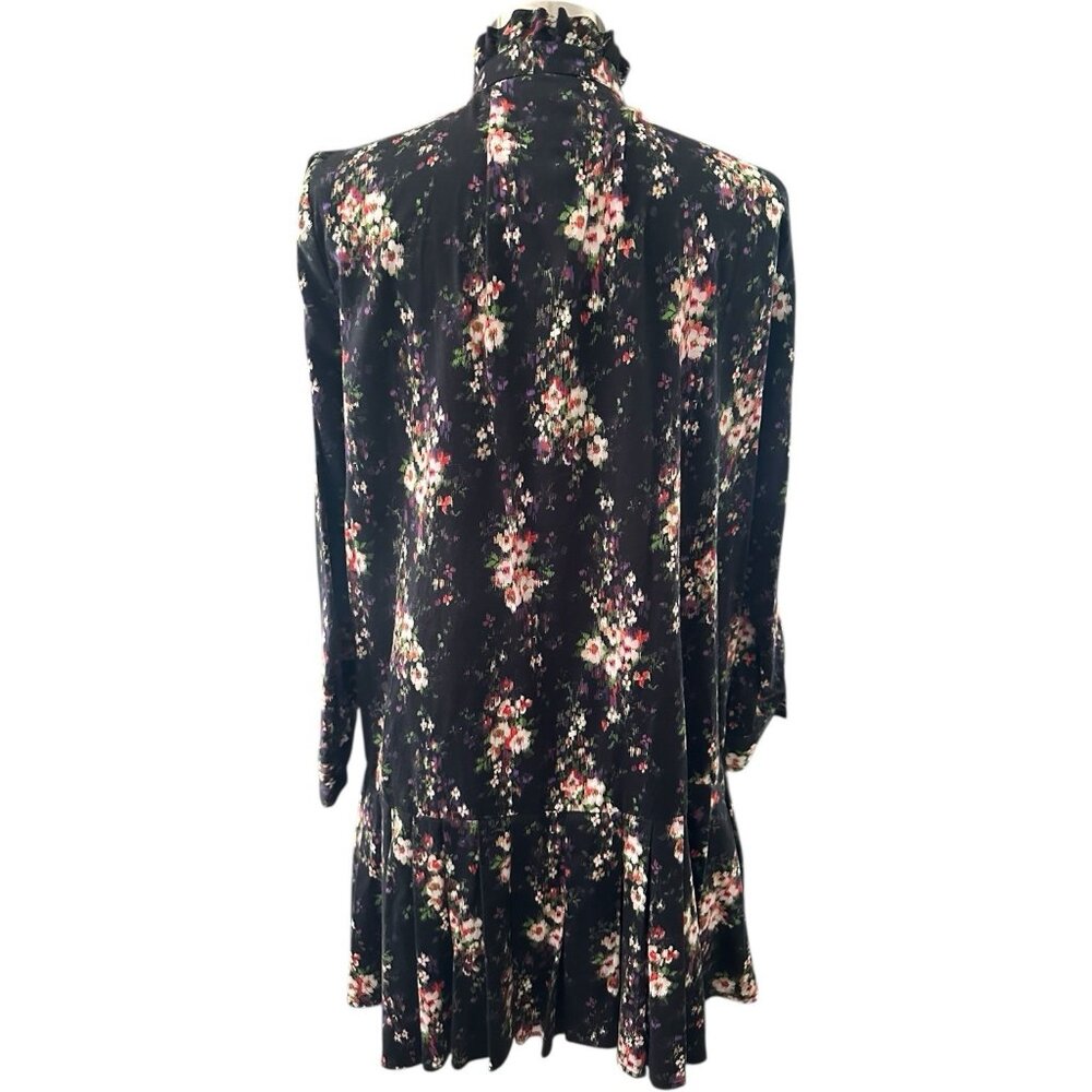 Tuckernuck Dress Womens Large Black Onyx Falling Flowers Bouquet Shirt Dress - Picture 12 of 16